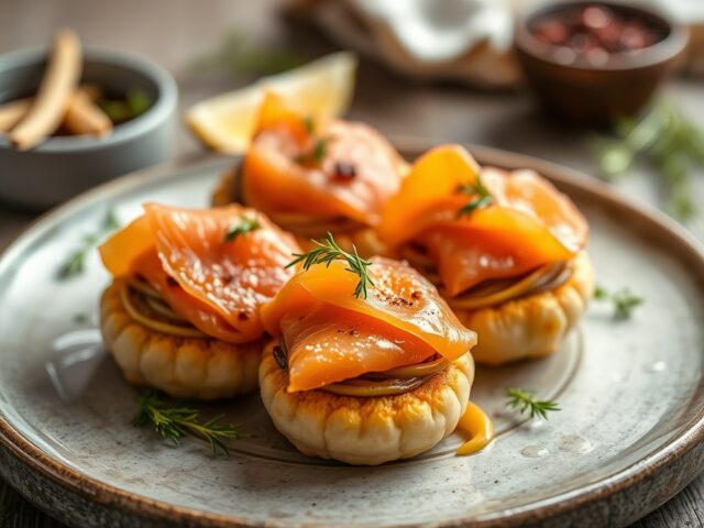 Spinazieroletjes met gerookte zalm — AI-gegenereerde illustratie
