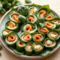 Spinazierolletjes met gerookte zalm