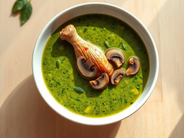 Spinaziesoep met champignons