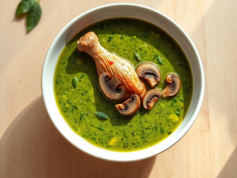 Spinaziesoep met champignons