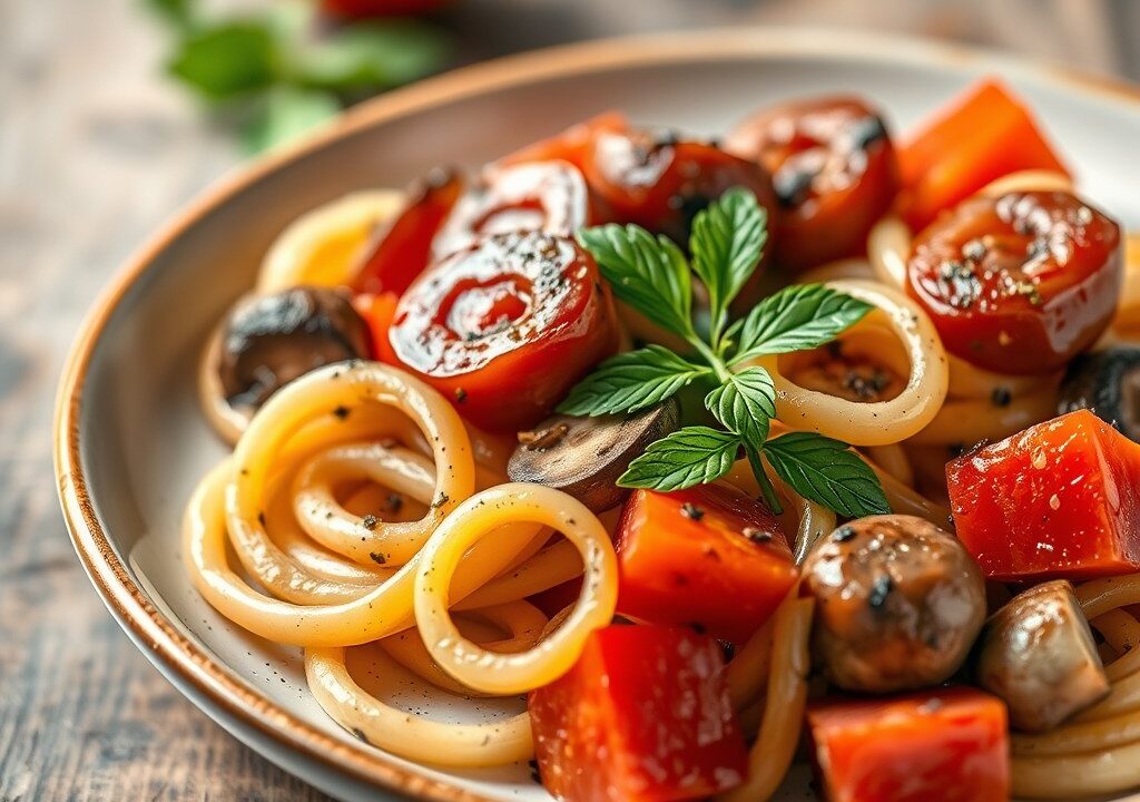 Spiraaltjes met Italiaanse braadworst, AI-gegenereerde illustratie