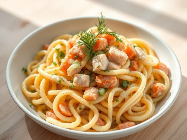 Spirelli met zalm