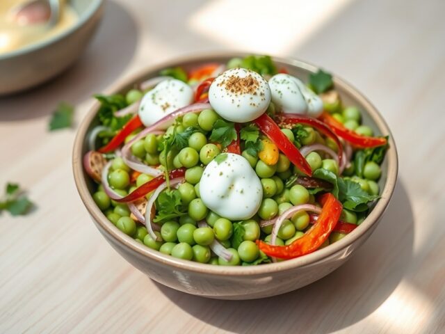 Spliterwten-waterkerskwarksalade