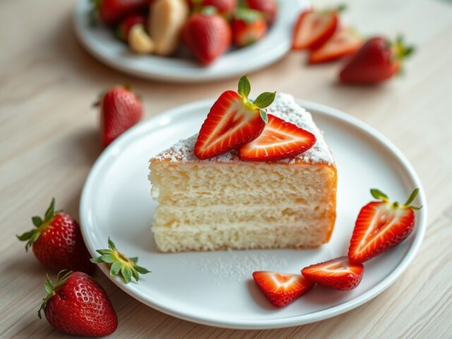 Spongecake met aardbeien