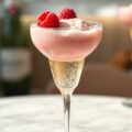 Spoom van champagne en frambozensorbet
