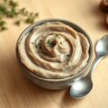 Spread van leverworst en kastanjechampignons