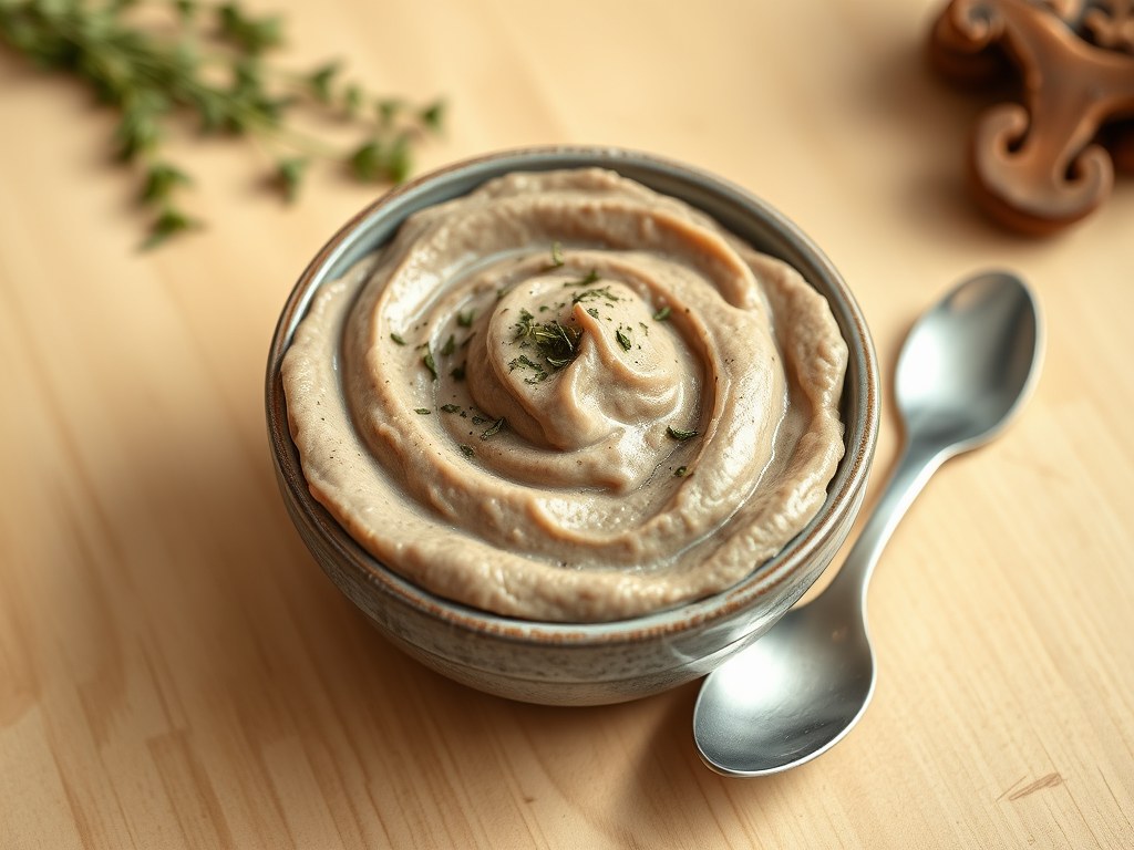 Spread van leverworst en kastanjechampignons, AI-gegenereerde illustratie