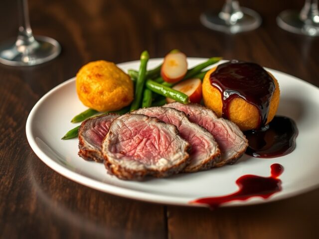 Springbokfilet, groentengarnituur en (zieopm)