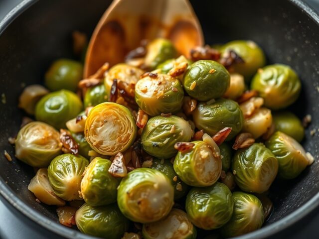 Spruitjes met varkenshaas uit 1 pan — AI-gegenereerde illustratie