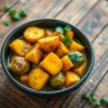 Spruitjescurry met aardappelpartjes