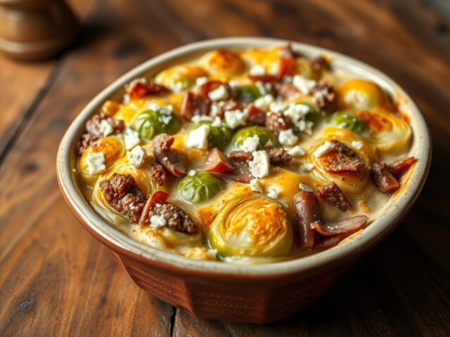 Spruitjesgratin met gehakt