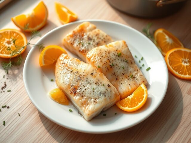 Staartvismoten met sinaasappel en zeevenkel