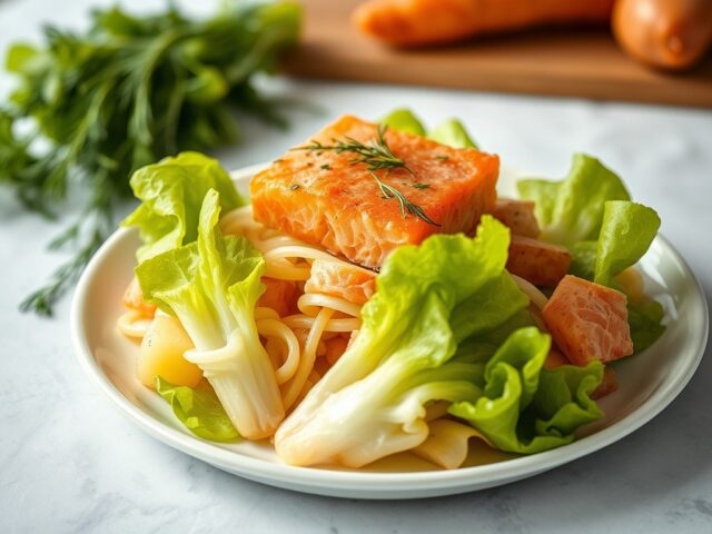 Stamppot gemengde sla met zalm