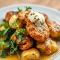 Stamppot rucola met gebakken saucijzen