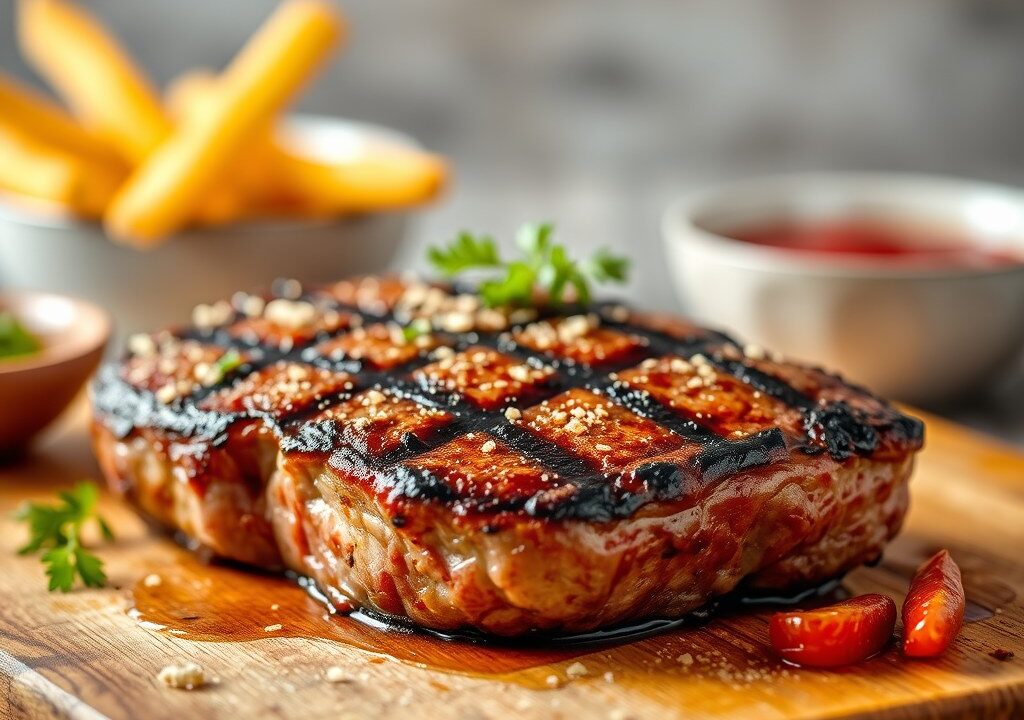 Steak, Gegrilld na Half Uur Marinade, AI-gegenereerde illustratie