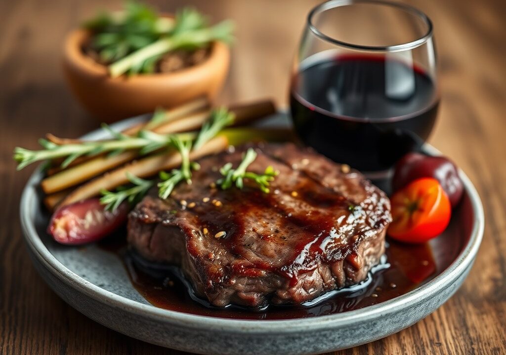 Steak á la Pinot Noir — AI-gegenereerde illustratie