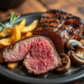 Steak met krokantje van kastanje