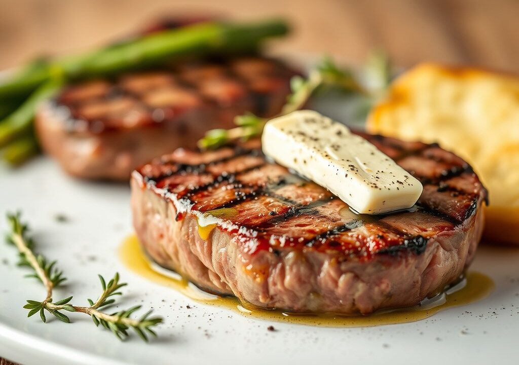 Steak met Roquefort-Vijgen-Boter, AI-gegenereerde illustratie