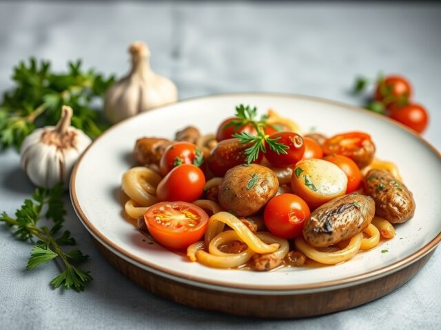 Stokbonen met knoflook — AI-gegenereerde illustratie