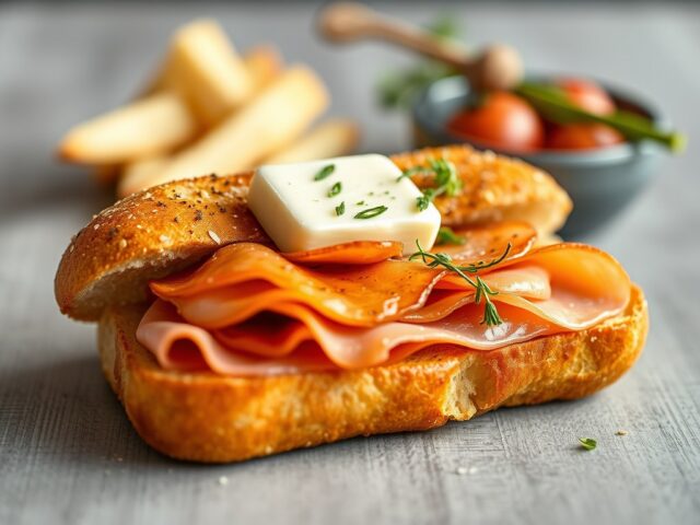 Stokbrood met ham kaasboter