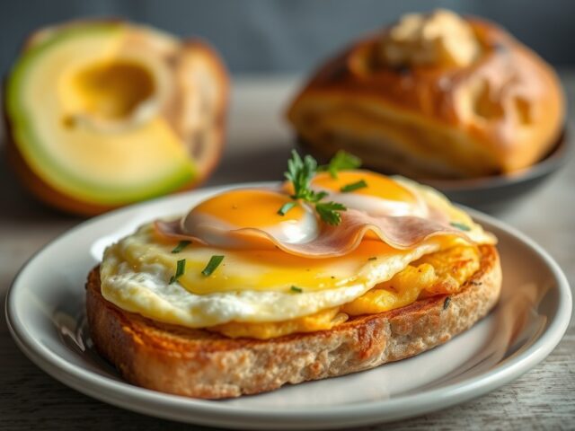 Stokbrood met omelet — AI-gegenereerde illustratie