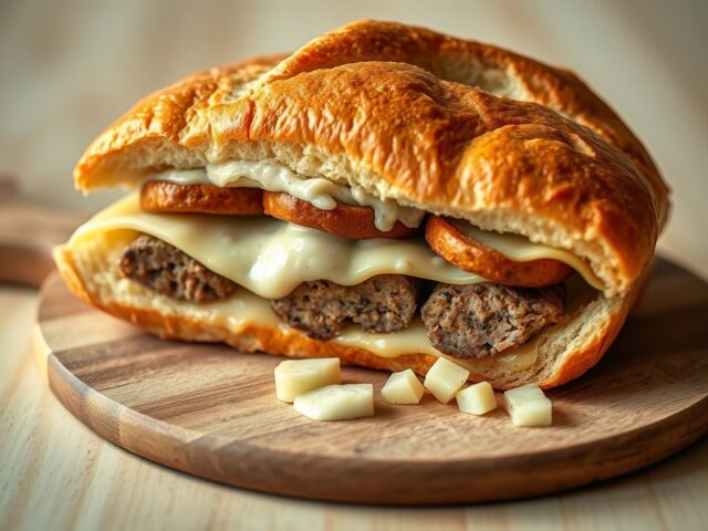Stokbroodje met kaas en met worst