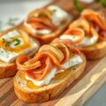 Stokbroodjes met geitenkaas en honing