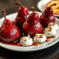 Stoofperen met roomkaasquenelles