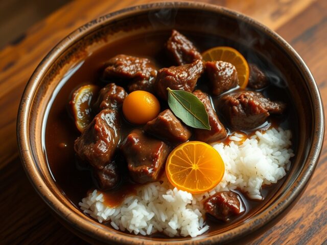 Stoofpot met Rijst en Vlees en Sinaasappel uit de Slow Cooker