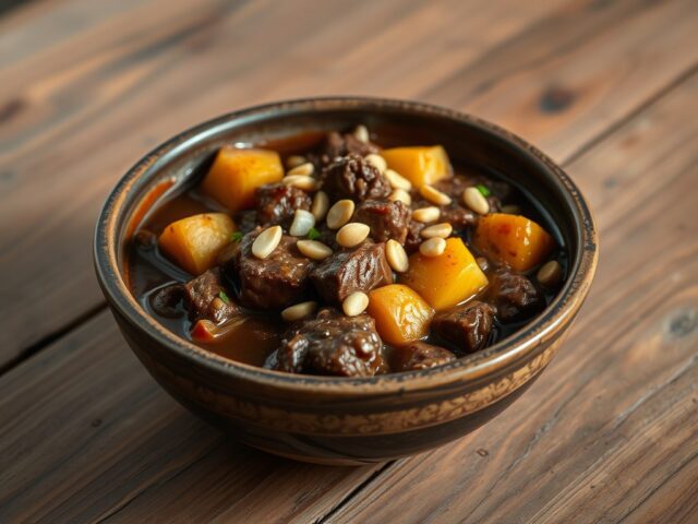 Stoofpot met rundvlees en pinda’s
