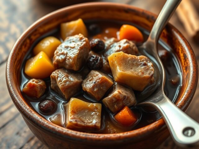 Stoofpot met wintergroenten, kaneel en rozijnen
