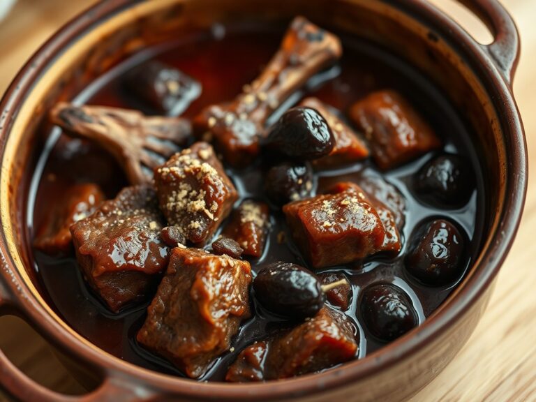 Stoofpot ossenstaart met pruimen
