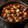 Stoofpot van fazant met droge vruchten en druivensap