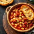 Stoofschotel van Bonen en Chorizo met Broodkorst