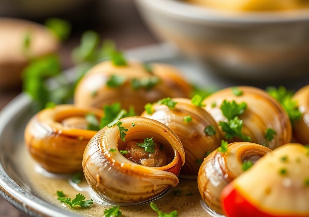 Straatsburger slakken (Escargots de Strasbourg), AI-gegenereerde illustratie