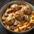 Stroganoff-gehaktballetjes met macaroni