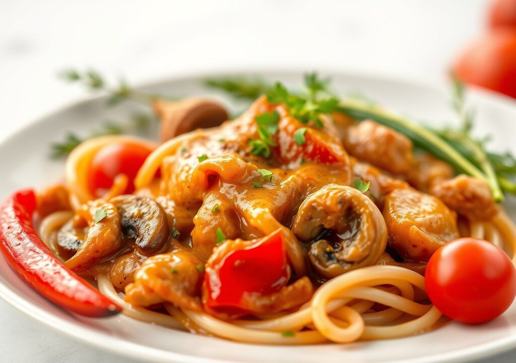 Stroganoffsaus (zacht en romig), AI-gegenereerde illustratie