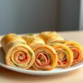 Strudel met omelet en rauwe ham