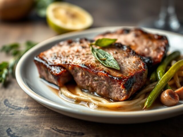 Struisvogelfilet met groen pepers