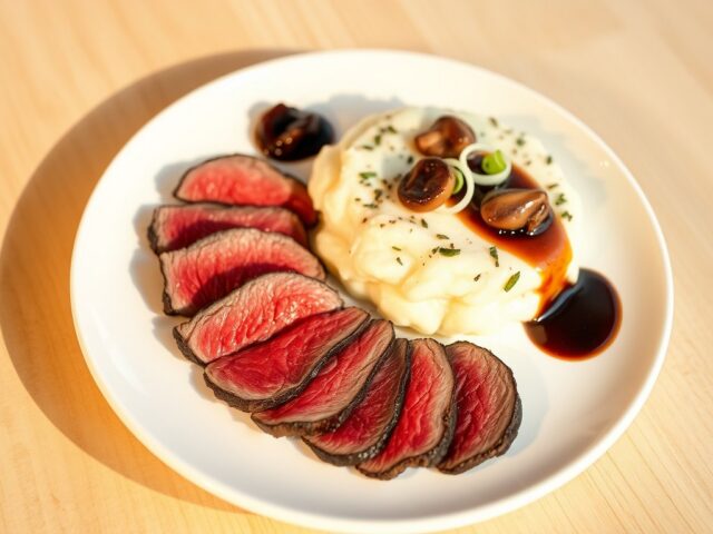 Struisvogelfilets met truffelaardappeltjes