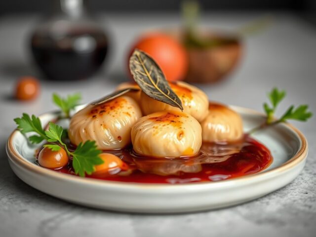 Sukadelap met een saus van Pinot Noir (zie opm)