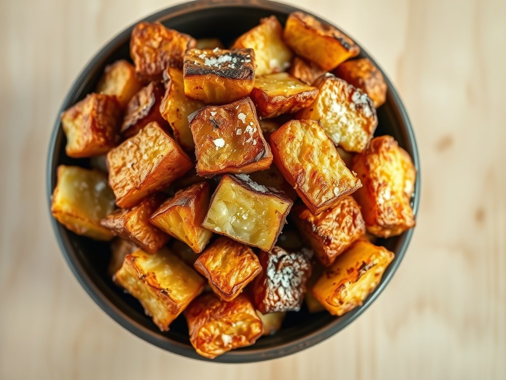 Superkrokante aardappels met zeezout, AI-gegenereerde illustratie
