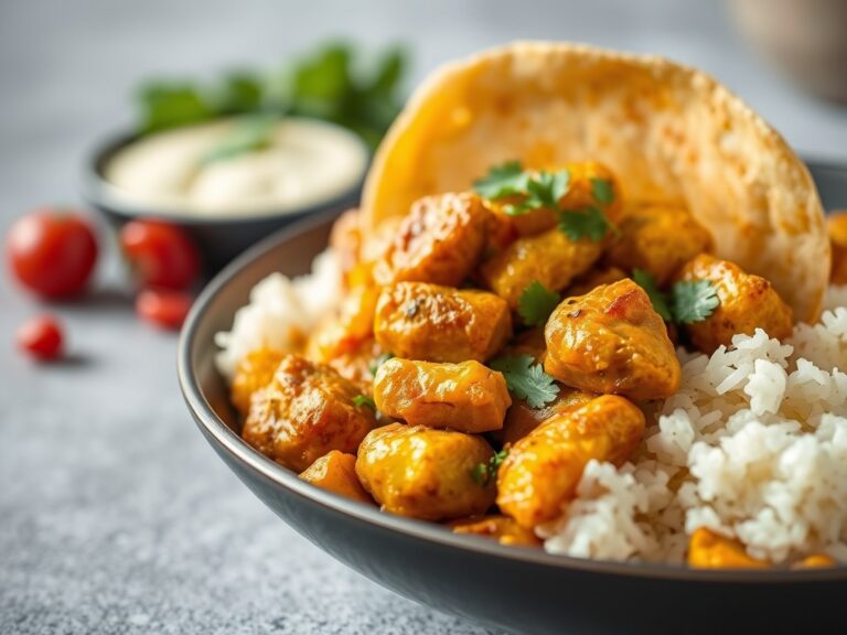 Surinaamse roti kerrie kip, aardappel en kouseband