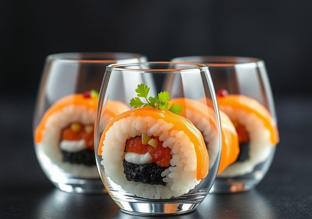 Sushi in een glaasje — AI-gegenereerde illustratie