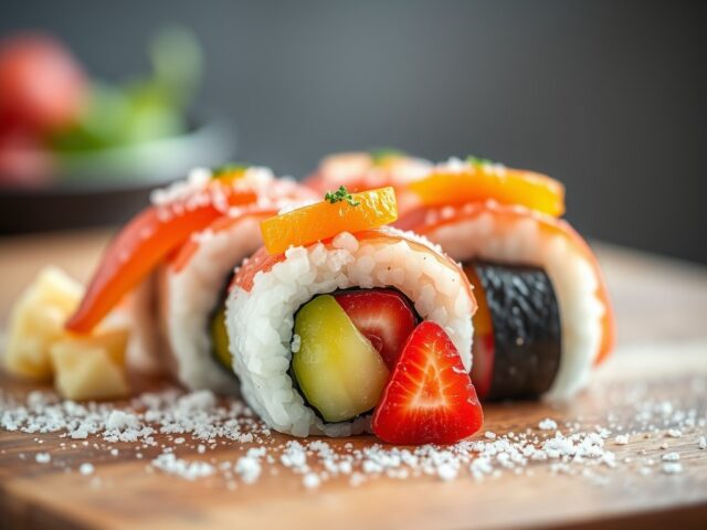 Sushi met fruit — AI-gegenereerde illustratie