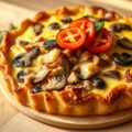 taart met kastanjechampignons en kalkoen
