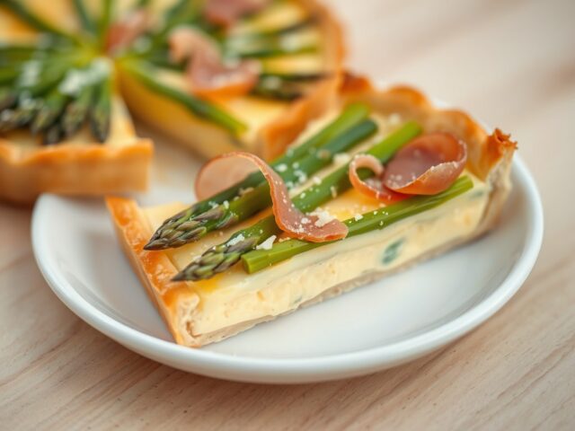 Taart van groene asperges en Parma-ham