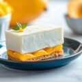 Taart van romige mousse en mango
