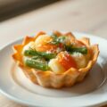 Taartje met gerookte zalm en garnalen