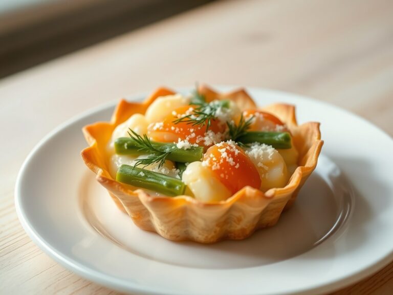 Taartje met gerookte zalm en garnalen